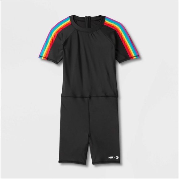 Humankind Pride Adult Black Rainbow Striped Unisuit - Picture 2 of 4